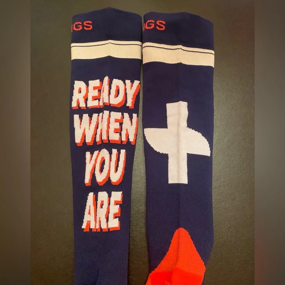 FIGS‎ Compression Socks READY WHEN YOU ARE Navy Blue Size Large NWOT